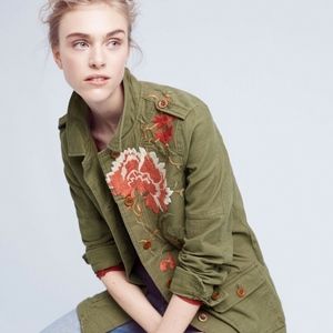 Anthropologie Embroidered Military Jacket